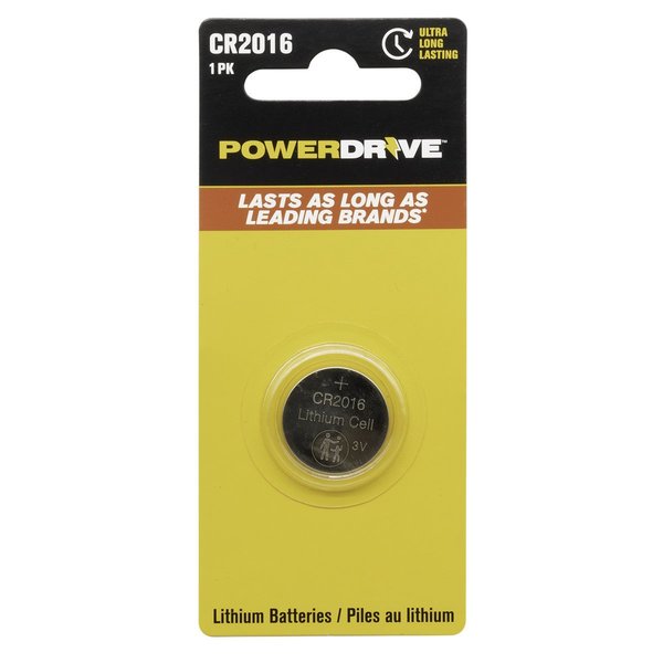 Powerdrive 2016 3V Lithium Button Battery PDCR20161B